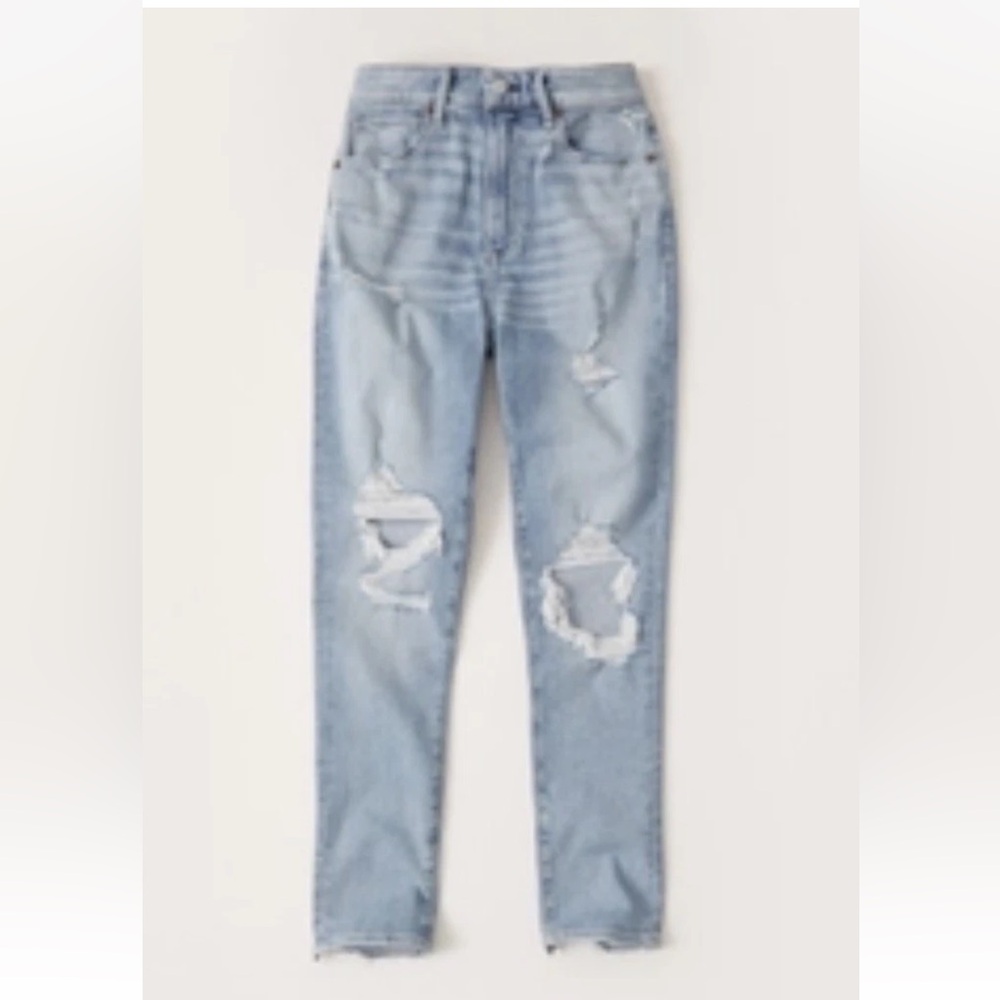NWT Abercrombie&Fitch High Rise Super Skinny Ankle Ripped Jeans Curve Love 25/0L - Picture 2 of 8